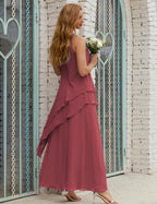 Vestidos de gasa largos de talla grande para madre de la novia, vestido formal de dama de honor para graduación SY28019 