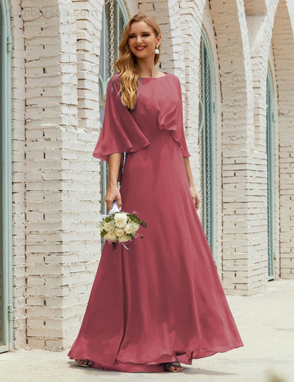 Vestido de dama de honor Sunnderly para mujer, de gasa, manga larga y cuello en V, vestido formal para boda o fiesta SY28018 