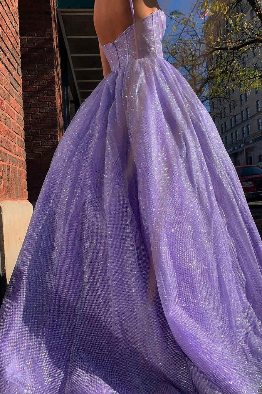Justice | Langes Abendkleid in Lavendel mit Trägern