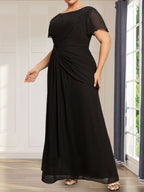 Vestido de gasa con encaje, corte A, ilusión, largo hasta la rodilla, para madre de la novia, con lentejuelas y abalorios