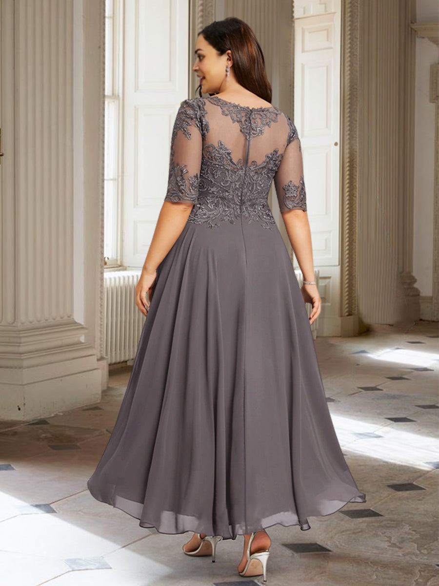 Vestidos de madre de la novia de corte A/princesa con media manga y apliques