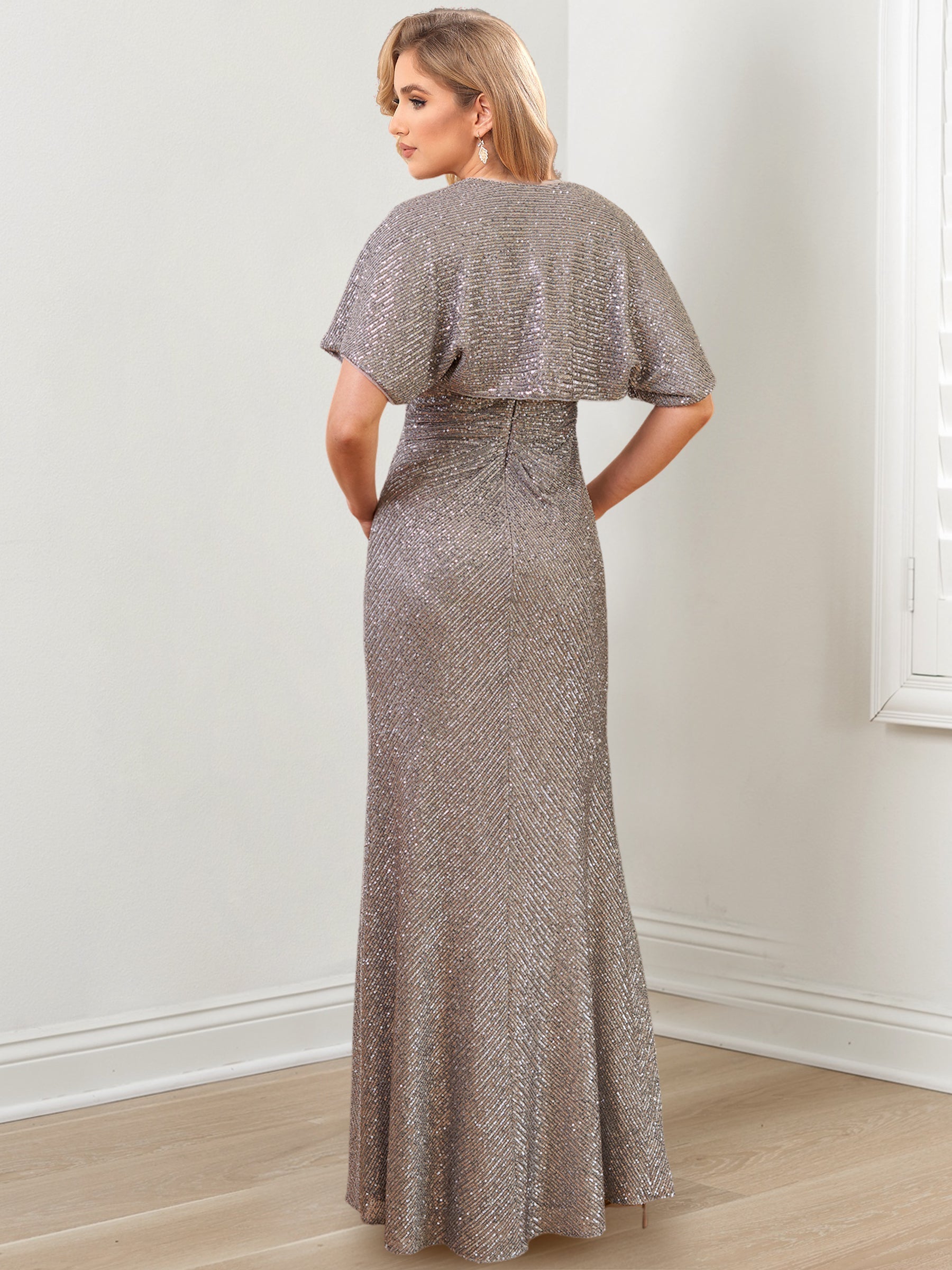 Vestidos para madre de la novia con corte tubo/columna, un hombro al aire y largo hasta el suelo