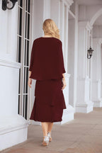 Vestido formal de fiesta Sunnderly de dos piezas, corte A, para madre de la novia, SY28072 
