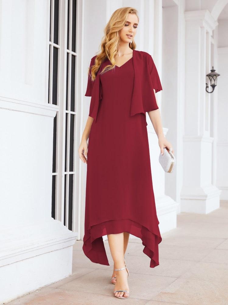 Vestido formal de fiesta Sunnderly de dos piezas, corte A, para madre de la novia, SY28073 