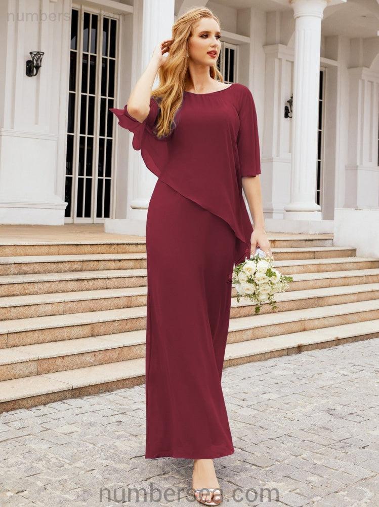 Vestido formal de fiesta Sunnderly, largo, para madre de la novia, con capa con volantes, SY28026 