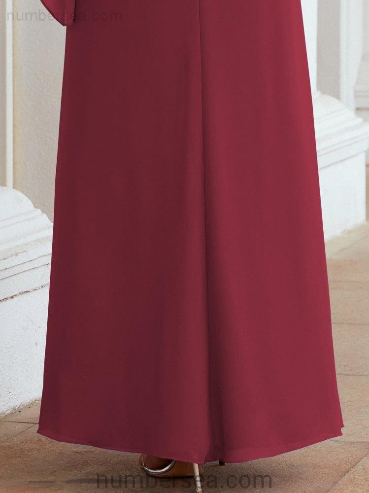 Vestido formal de fiesta Sunnderly, largo, para madre de la novia, con capa con volantes, SY28026 