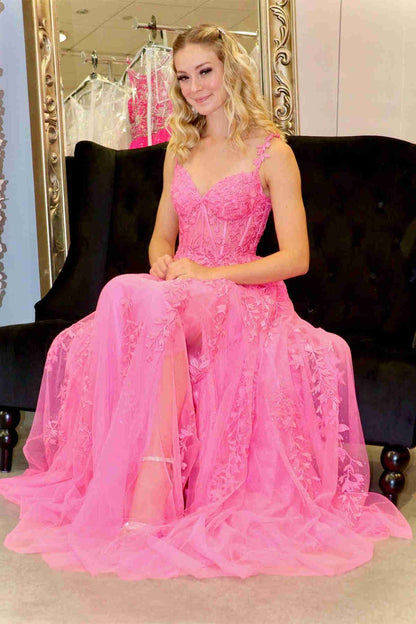 Mariana | A-Linien-Ballkleid aus Spitzentüll mit Herzausschnitt und Schlitz