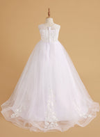 Serenity Princess Ball Gown with Lace Appliques and Butterfly Embellishments