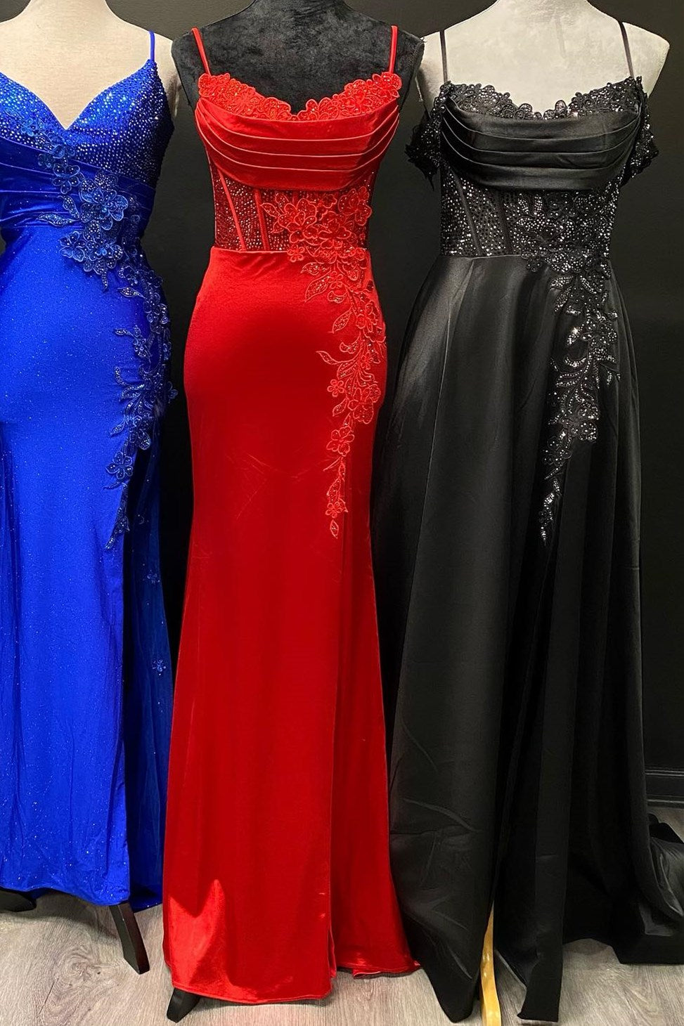 Spaghetti Strap Appliques Mermaid Long Dress with Slit