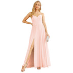Spaghetti Strap Bridesmaid Dresses for Women Chiffon Long Formal Party Prom Gowns
