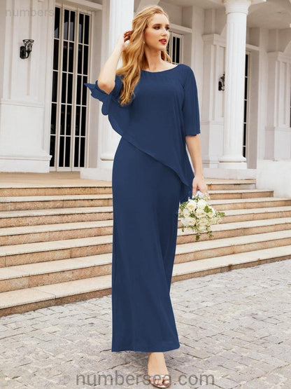 Sunnderly Formal Party Gown Dress Long Mother of The Bride Dresses with Ruffle Cape SY28026