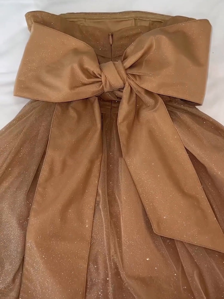 TARUXY Shiny Sequins Evening Dress Women Off Shoulder Slim Ruffle Mini Dresses Lady Party Bow Bandage Sexy Backless Dress Woman