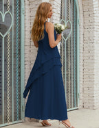 Vestidos de gasa largos de talla grande para madre de la novia, vestido formal de dama de honor para graduación SY28019 