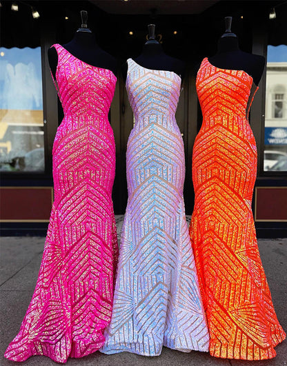 Yaretzi | Vestido de fiesta de sirena con lentejuelas y un solo hombro