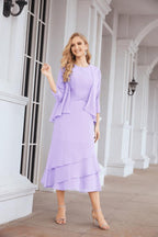 Vestido formal de fiesta Sunnderly de dos piezas, corte A, para madre de la novia, SY28072 