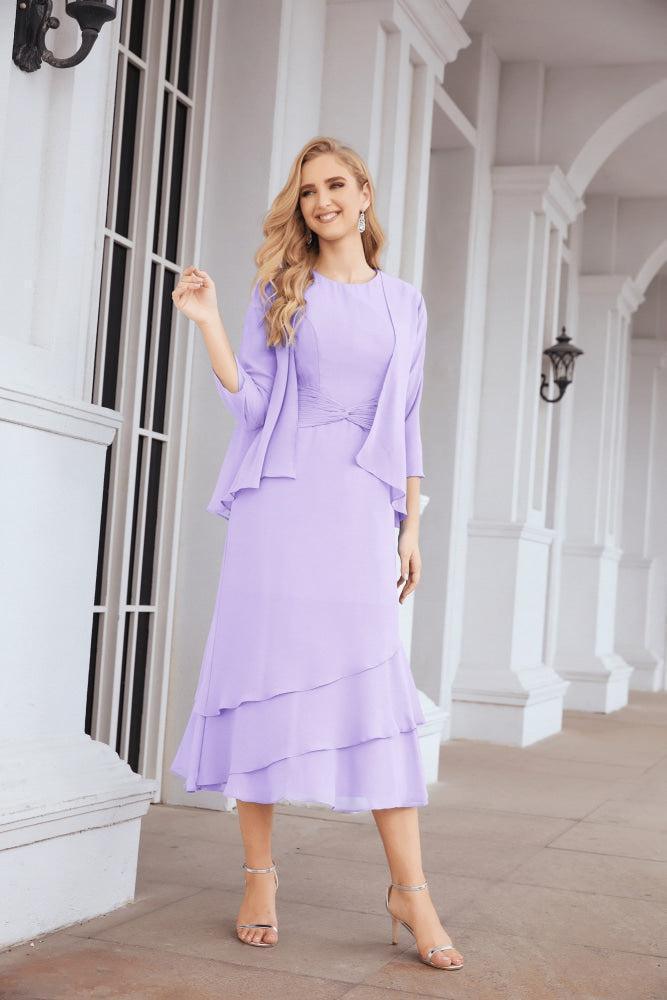 Vestido formal de fiesta Sunnderly de dos piezas, corte A, para madre de la novia, SY28072 