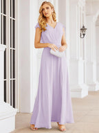 Vestidos de dama de honor Sunnderly con capa, vestido formal de fiesta con espalda descubierta para madre de la novia SY28058 