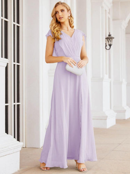 Sunnderly Brautjungfernkleider Cape Formales Ballkleid Rückenfreies Kleid für die Mutter der Braut SY28058 