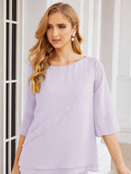 Elegante vestido de dos piezas para madre de la novia, talla grande, pantalón, capas con volantes, bata plateada SY28064 