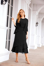 Vestido formal de fiesta Sunnderly de dos piezas, corte A, para madre de la novia, SY28072 