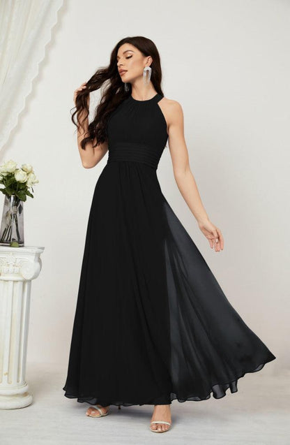 Sunnderly Formal Party Gown Dress Chiffon Halter Long Sleeveless Bridesmaid Dresses SY2802