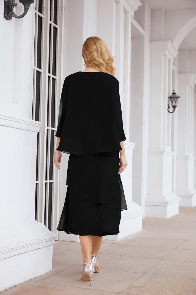 Vestido formal de fiesta Sunnderly de dos piezas, corte A, para madre de la novia, SY28072 