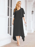 Vestido formal de fiesta Sunnderly de dos piezas, corte A, para madre de la novia, SY28073 