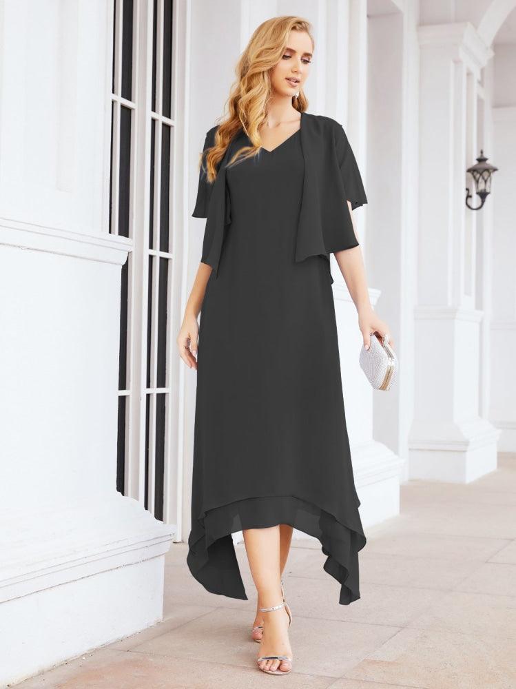Vestido formal de fiesta Sunnderly de dos piezas, corte A, para madre de la novia, SY28073 