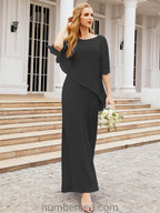 Vestido formal de fiesta Sunnderly, largo, para madre de la novia, con capa con volantes, SY28026 