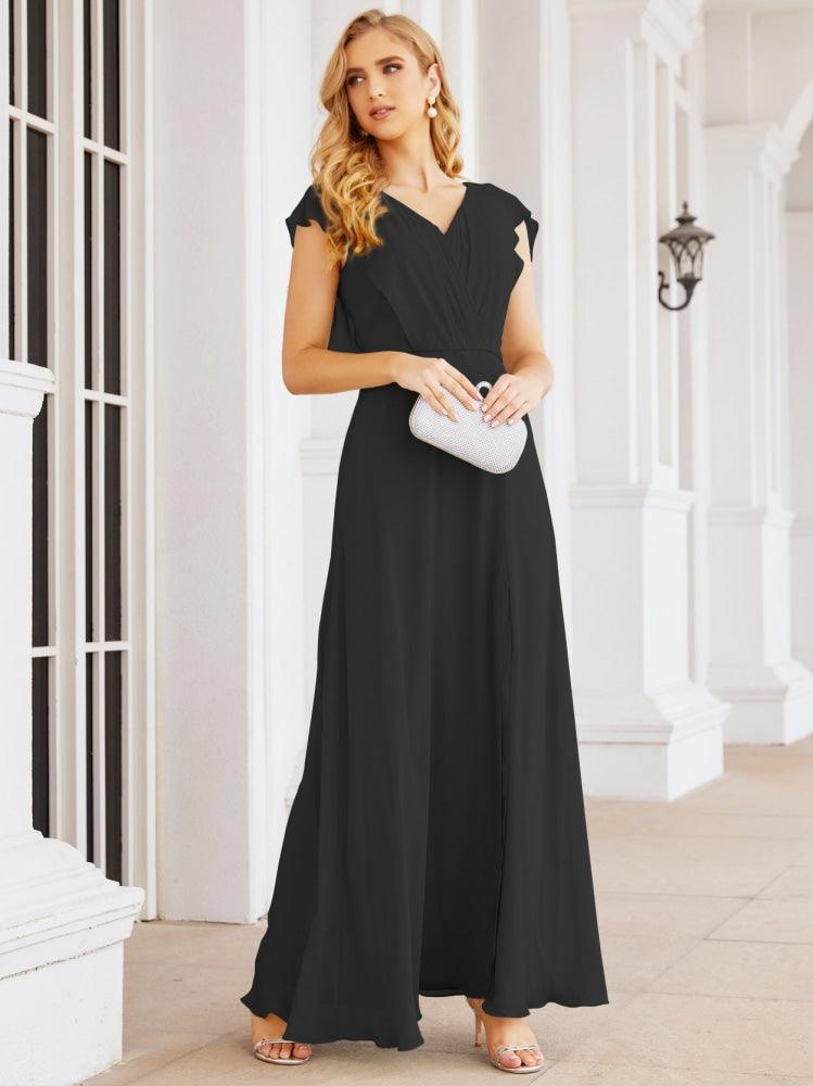 Sunnderly Brautjungfernkleider Cape Formales Ballkleid Rückenfreies Kleid für die Mutter der Braut SY28058 
