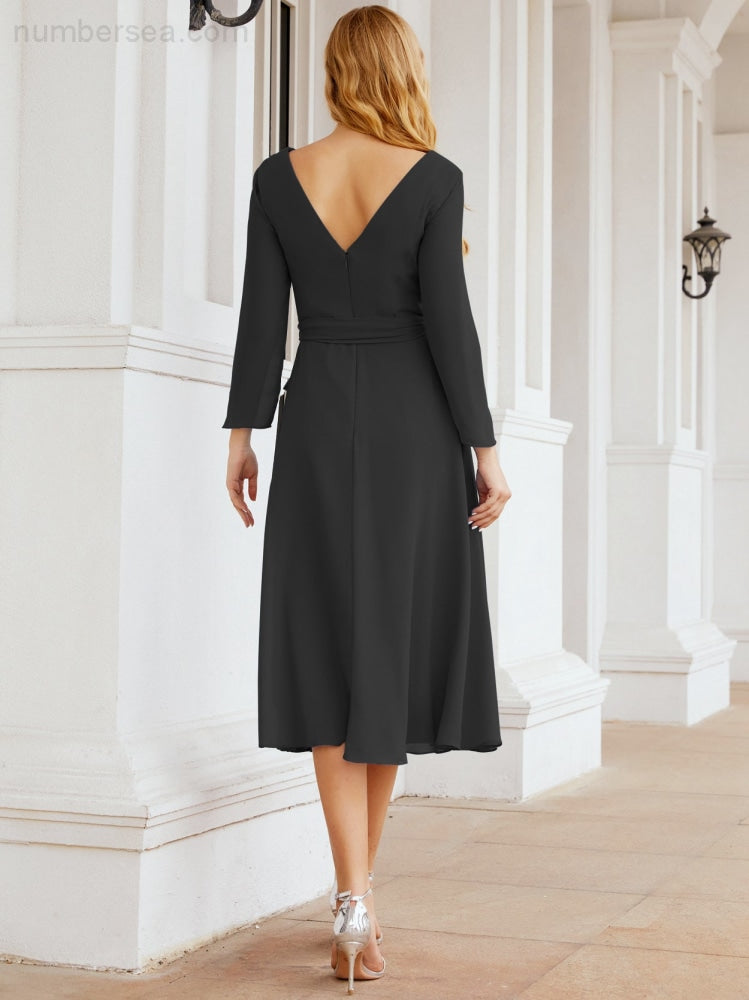 Brautjungfernkleid mit V-Rücken und Taillengürtel für die Mutter der Braut, Hochzeitsgäste, SY28031 