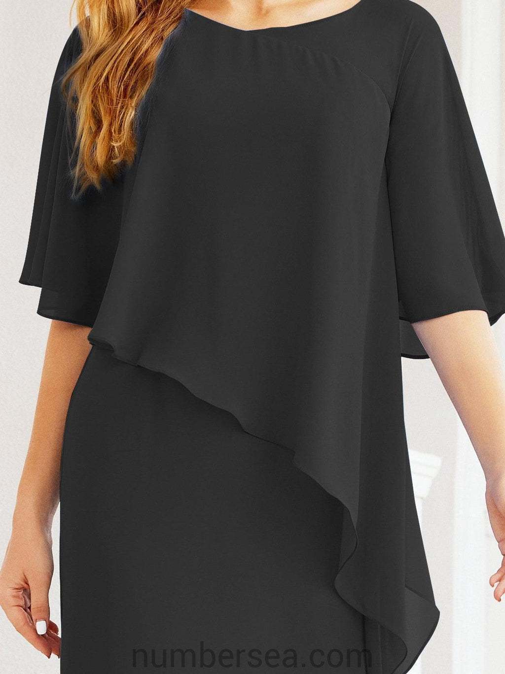 Vestido formal de fiesta Sunnderly, largo, para madre de la novia, con capa con volantes, SY28026 