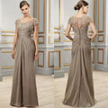 Elegant Jewel Neck Pleat Chiffon Mother of Bride Dresses With Appliques Lace Wedding Evening Party Gown For Women-payinti