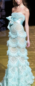 Einzigartiges blaues trägerloses plissiertes Meerjungfrau-Abendkleid, langes Ballkleid Y8432