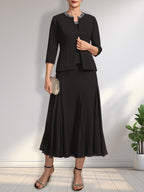 Vestido de gasa para madre de la novia con escote en A, largo hasta la rodilla, con lentejuelas y abalorios.