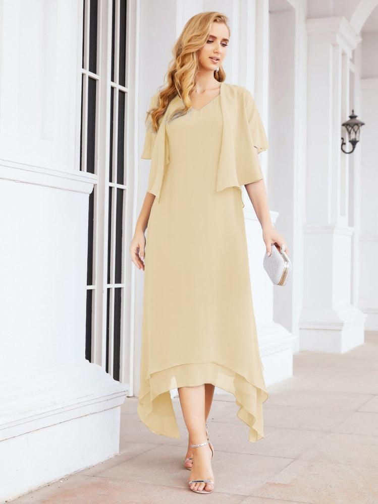 Vestido formal de fiesta Sunnderly de dos piezas, corte A, para madre de la novia, SY28073 