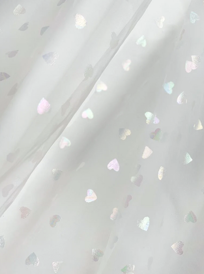 Vestido de tul con corsé y corazones brillantes por encima de la rodilla