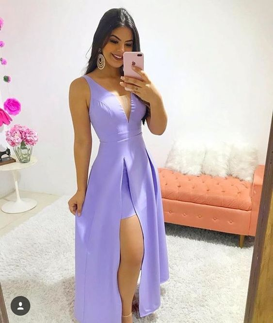 A-Linie V-Ausschnitt Langes Ballkleid Formelle Abendkleider Y7112