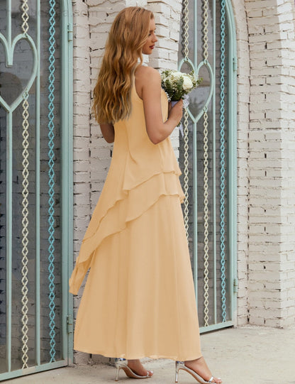 Chiffon Langes Plus Size Kleider für die Brautmutter Formales Brautjungfern-Abschlussballkleid SY28019 