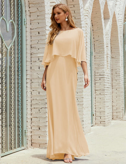 Vestido de dama de honor Sunnderly para mujer, de gasa, manga larga y cuello en V, vestido formal para boda o fiesta SY28018 