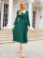 Vestido de dama de honor con escote en V y cinturón para madre de la novia, invitada de boda SY28031 