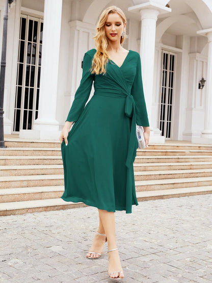Brautjungfernkleid mit V-Rücken und Taillengürtel für die Mutter der Braut, Hochzeitsgäste, SY28031 
