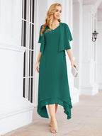Vestido formal de fiesta Sunnderly de dos piezas, corte A, para madre de la novia, SY28073 