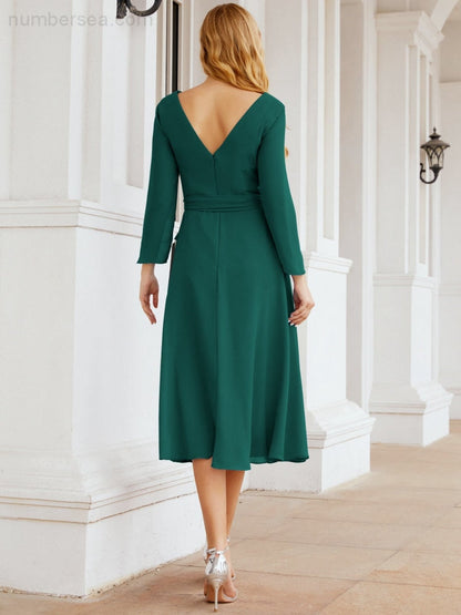 Brautjungfernkleid mit V-Rücken und Taillengürtel für die Mutter der Braut, Hochzeitsgäste, SY28031 