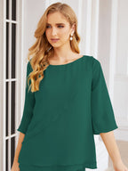 Elegante vestido de dos piezas para madre de la novia, talla grande, pantalón, capas con volantes, bata plateada SY28064 