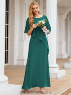 Vestido formal de fiesta Sunnderly, largo, para madre de la novia, con capa con volantes, SY28026 