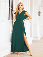 Vestidos de dama de honor Sunnderly con capa, vestido formal de fiesta con espalda descubierta para madre de la novia SY28058 