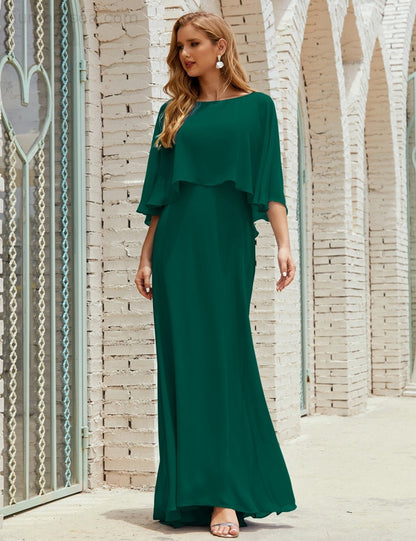 Vestido de dama de honor Sunnderly para mujer, de gasa, manga larga y cuello en V, vestido formal para boda o fiesta SY28018 