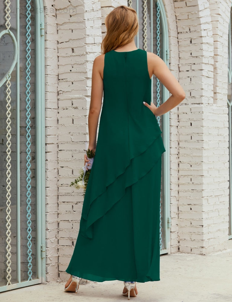 Chiffon Langes Plus Size Kleider für die Brautmutter Formales Brautjungfern-Abschlussballkleid SY28019 