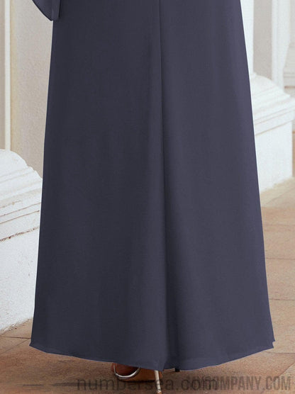 Sunnderly Formal Party Gown Dress Long Mother of The Bride Dresses with Ruffle Cape SY28026